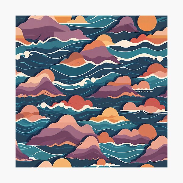 Item preview, Sunset over crashing waves designed and sold by marshmelephant.