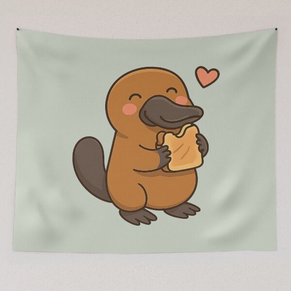 Item preview, Platypus enjoying a slice of bread designed and sold by AwesomeBeyondLimits.