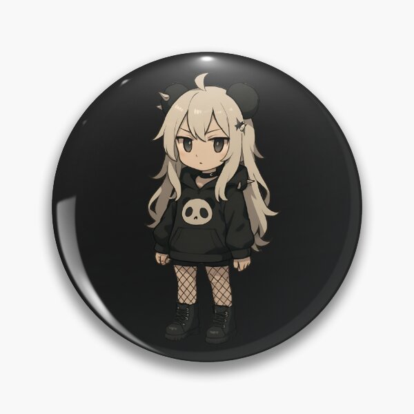 Item preview, Hikari the Punk Panda – Chibi Girl in Spiked Panda Hoodie with Fishnet Tights and Boots designed and sold by ColorSplash123.