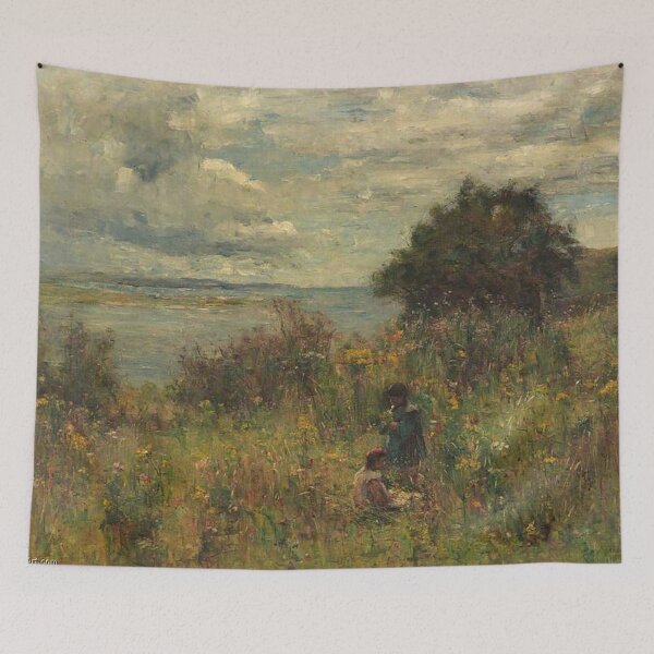 Item preview, Oil Painting of a Girl in a Field of Flowers designed and sold by tomorrowsart.