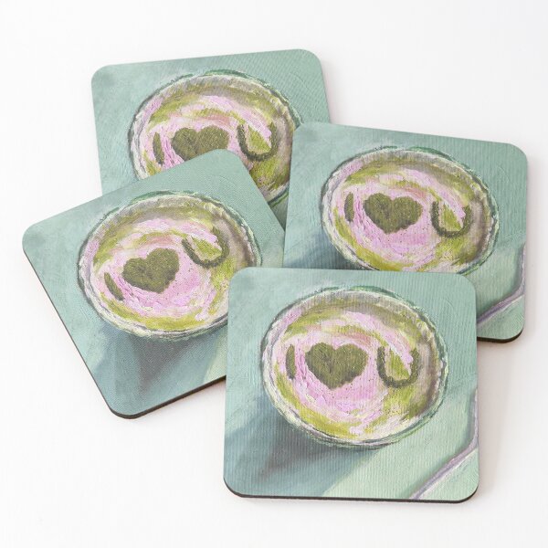 Item preview, Pink Green Matcha Love Tea Art Modern Still Life Breakfast Helthy designed and sold by kkjustpaint.