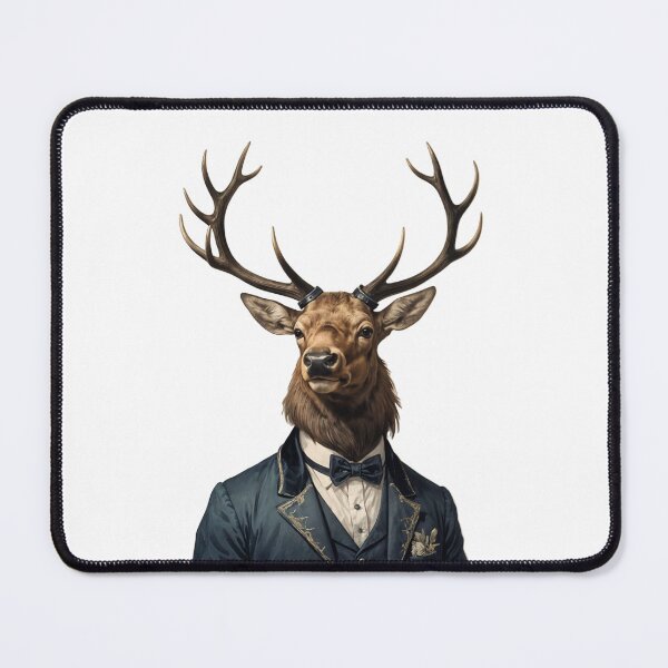 Item preview, Elegant Anthropomorphic Stag Portrait in Surreal Formal Attire designed and sold by JackrabbitPub.