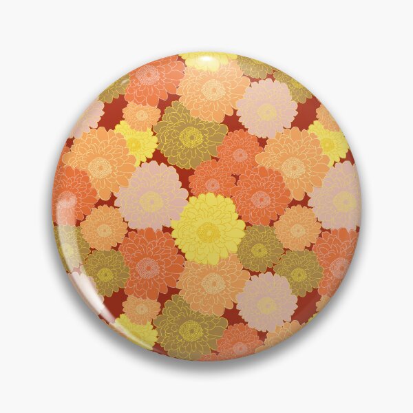 Item preview, Bold vibrant retro vintage vibe large florals on dark red background  designed and sold by PrettywithColor.