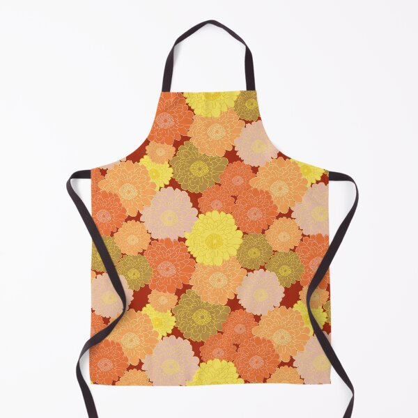 Item preview, Bold vibrant retro vintage vibe large florals on dark red background designed and sold by PrettywithColor.