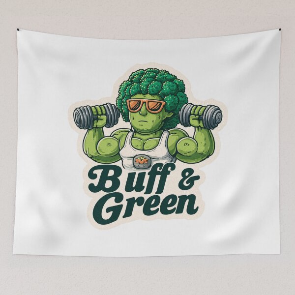 Item preview, Buff and Green Funny Fitness Sticker designed and sold by Blurbean.