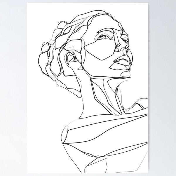 Item preview, Woman Line Art Illustration | Modern Black and White Minimalist Portrait designed and sold by ElpidaBt.