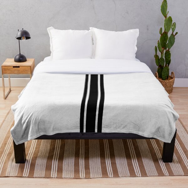 Item preview, Single Stripe with 2 Thick Pinstripes (Black On White) designed and sold by Racing Stripes Only.