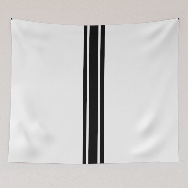 Item preview, Single Stripe with 2 Thick Pinstripes (Black On White) designed and sold by Racing Stripes Only.