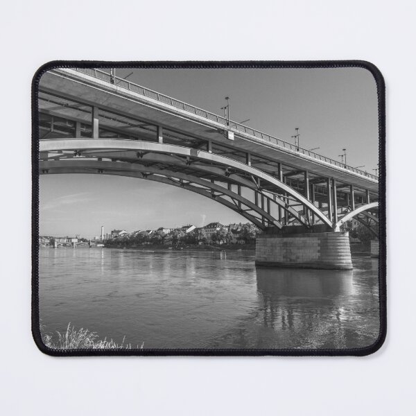Item preview, Bridge over the Rhine in Basel, Switzerland in black and white designed and sold by StohlerPhotos.