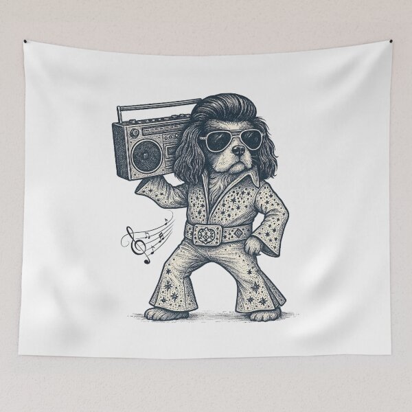 Item preview, Retro Disco Dog with Boombox – Funky Vintage Style Illustration designed and sold by Sonchai Paladsai.