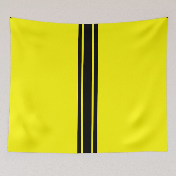 Item preview, Single Stripe with 2 Thick Pinstripes (Black On Yellow) designed and sold by Racing Stripes Only.