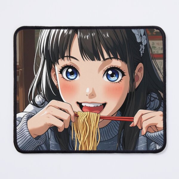 Item preview, anime girl eating ramen magnets design designed and sold by AKANKEDESIGN.