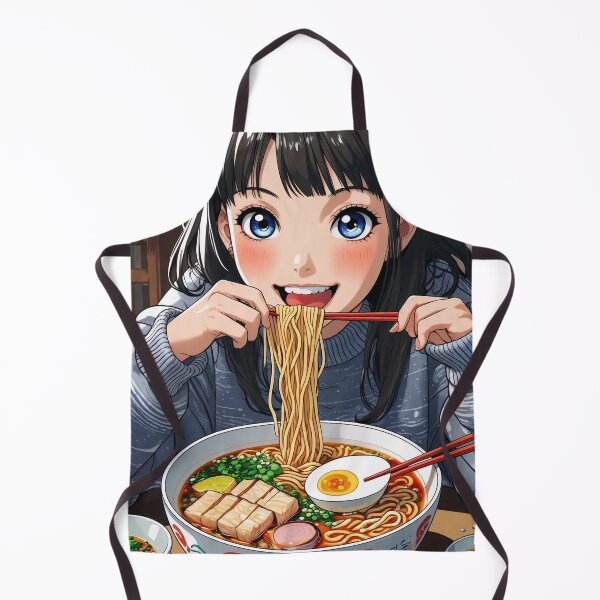 Item preview, anime girl eating ramen magnets design designed and sold by AKANKEDESIGN.