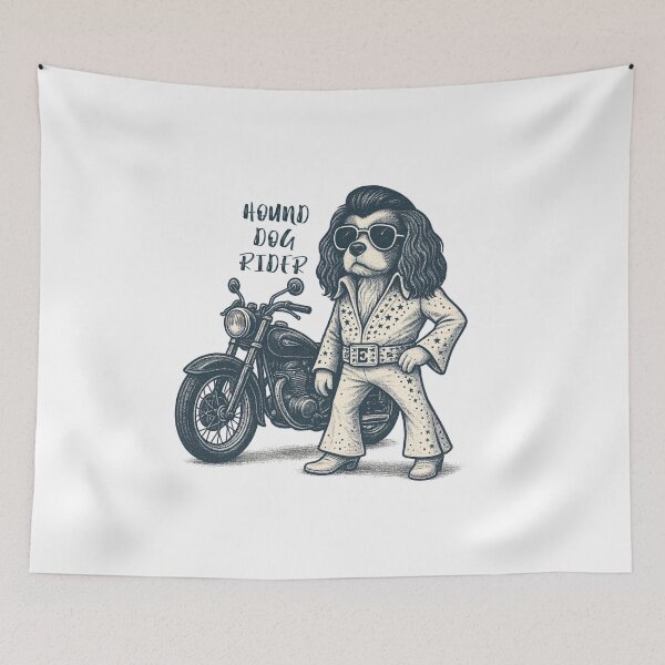 Item preview, Vintage Biker Dog in Disco Suit – Retro Motorcycle Illustration designed and sold by Sonchai Paladsai.
