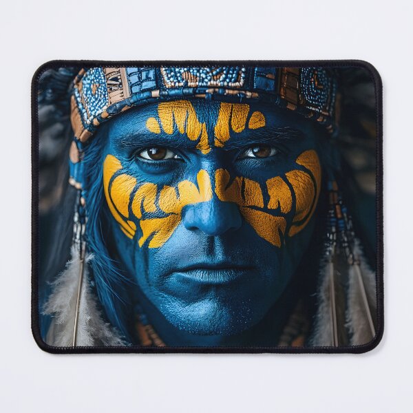 Item preview, Majestic Warrior with Vibrant Face Paint and Feathers designed and sold by Artessie.