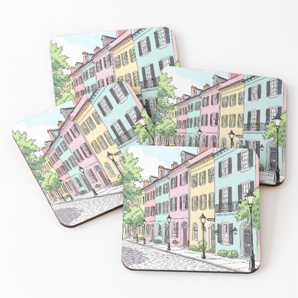 Item preview, Charleston South Carolina Rainbow Row designed and sold by pixelated_echoes.