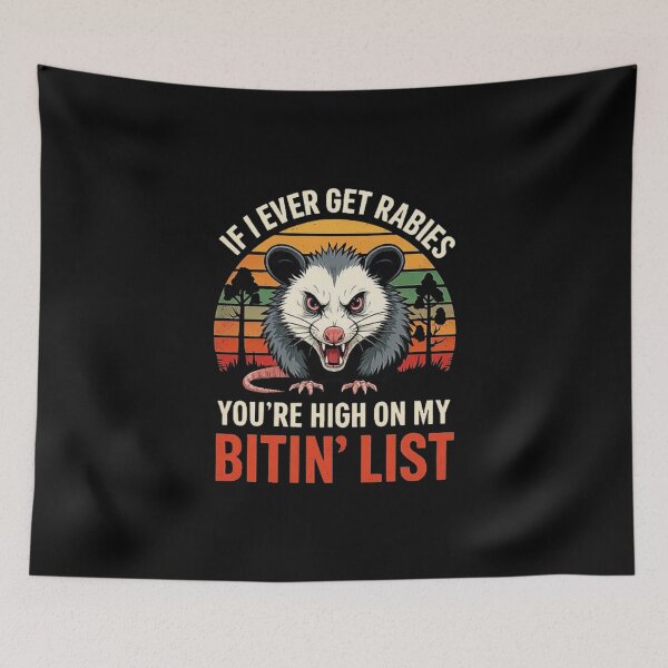 Item preview, Funny Rabid Possum Art – Angry Animal Joke with Retro Sunset Vibes designed and sold by love3617.