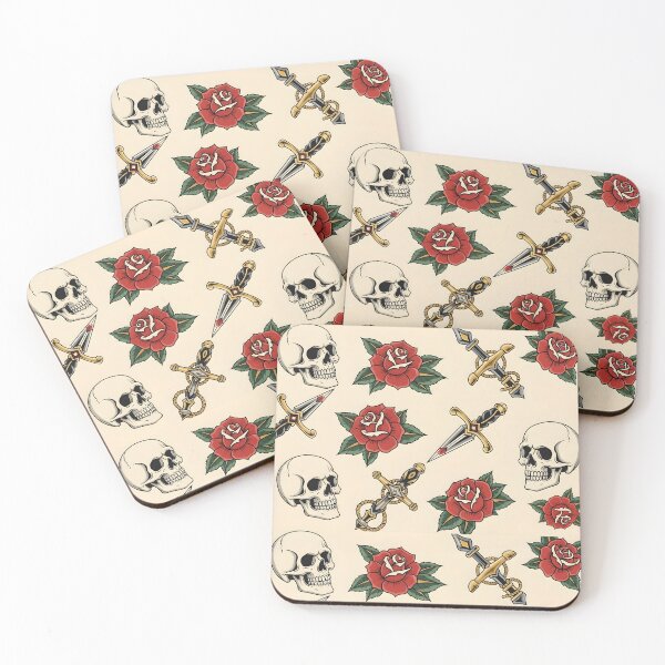 Item preview, Vintage tattoo-style skulls, roses, daggers, and anchors old school designed and sold by AdminX1100.