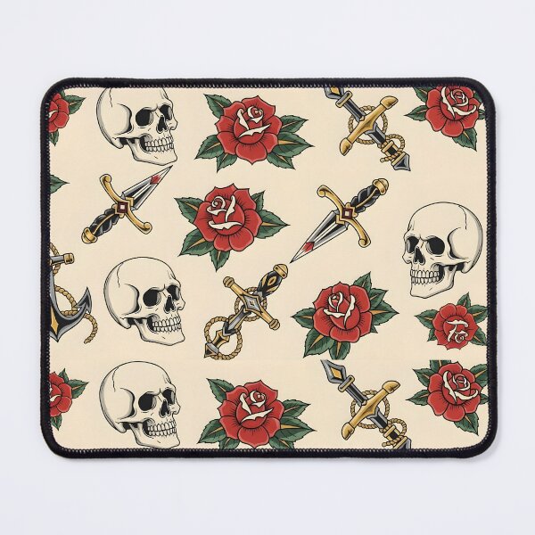Item preview, Vintage tattoo-style skulls, roses, daggers, and anchors old school designed and sold by AdminX1100.