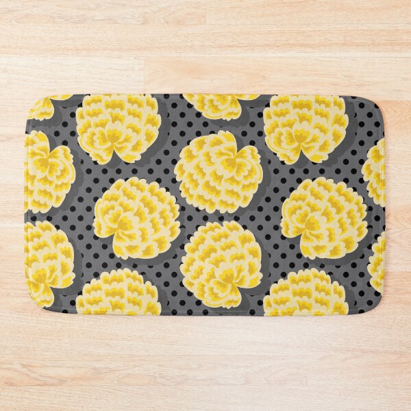 Item preview, Grandes peonías amarillas sobre fondo gris punteado designed and sold by Farissa Designs.