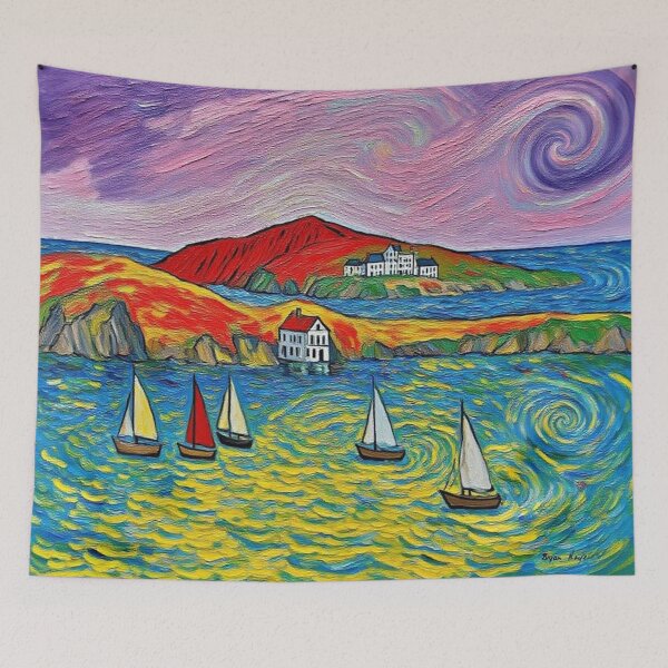 Item preview, sailing at Bantham6(watercolour + AI) designed and sold by artsmeow.