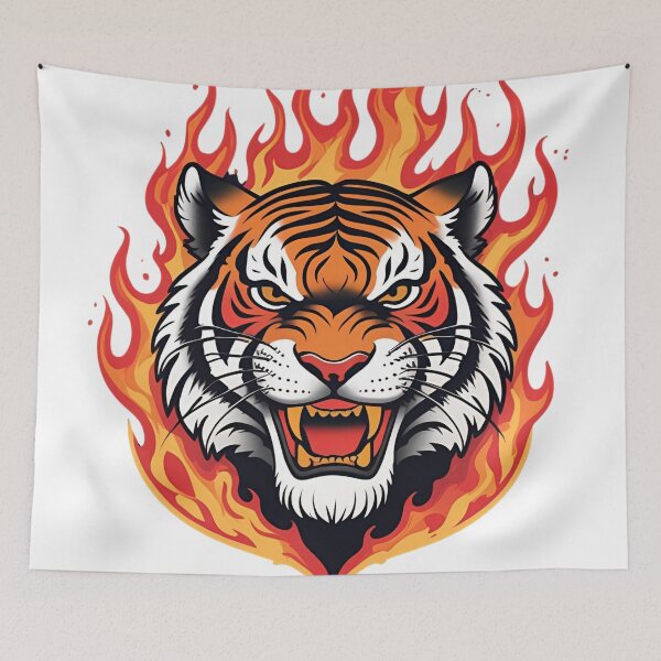Item preview, Traditional Tiger Head with Flames designed and sold by Skyla007.