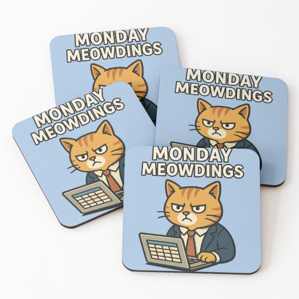 Item preview, “Monday Meowdings” - Grumpy Business Cat at Work designed and sold by SillyPawsStudio.