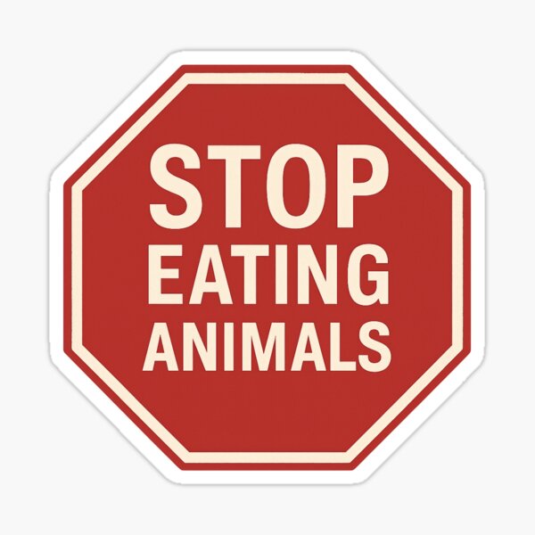 Vista previa del artículo con la obra «Logotipo oficial de Stop Eating Animals», diseñado y vendido por Tauandesign.