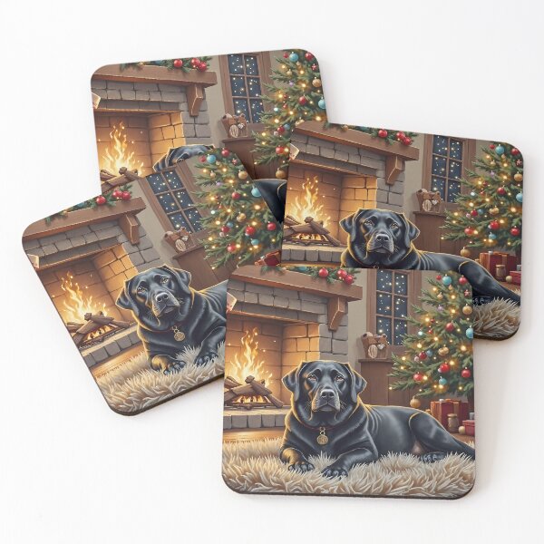 Item preview, Black Labrador Christmas Glow Dog by the Fire designed and sold by acceleratorhams.