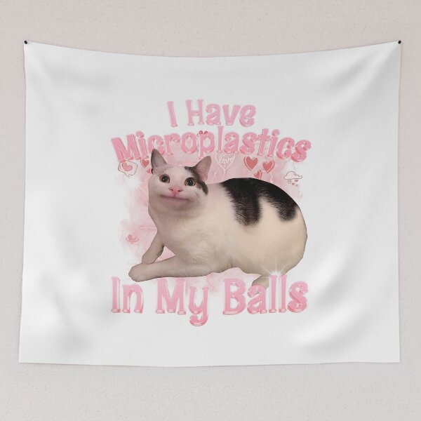 Item preview, Funny Meme I Have Microplastics In My Balls Cat designed and sold by AShanDome.