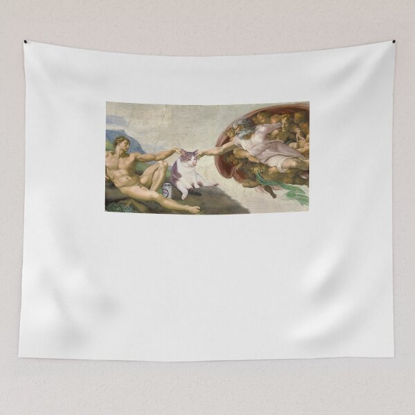 Item preview, Funny Meme Cat God Creation Of Adam designed and sold by AShanDome.