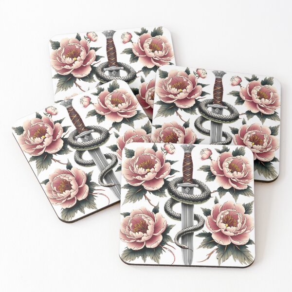 Item preview, Snake & Dagger with Peonies Traditional Art Style designed and sold by Skyla007.