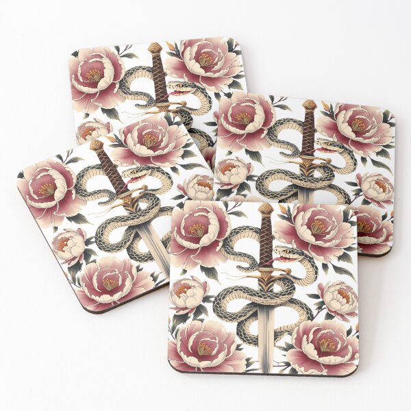 Item preview, Snake & Dagger with Peonies Traditional Art Style designed and sold by Skyla007.