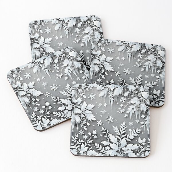 Item preview, 3D Mystical Black Winter Snowflake Pattern,  Winter frozen Night Snowfall Pattern on Black  designed and sold by TheGaliyaStudio.