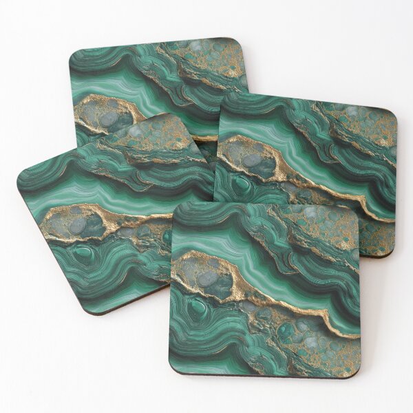 Item preview, malachite vibrant green and gold wavy swirls designed and sold by EarthenEmbers.