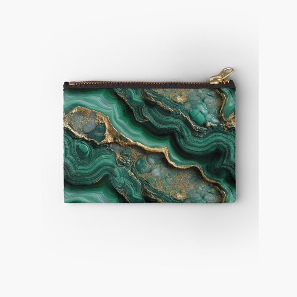 Item preview, malachite vibrant green and gold wavy swirls designed and sold by EarthenEmbers.