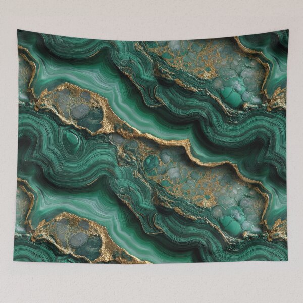 Item preview, malachite vibrant green and gold wavy swirls designed and sold by EarthenEmbers.