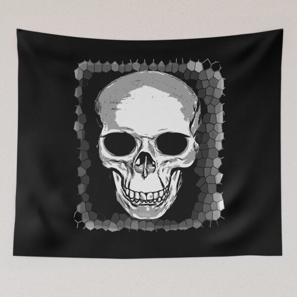 Item preview, Human Cranium Illustration In Front Of A Geometric Pattern designed and sold by taiche.