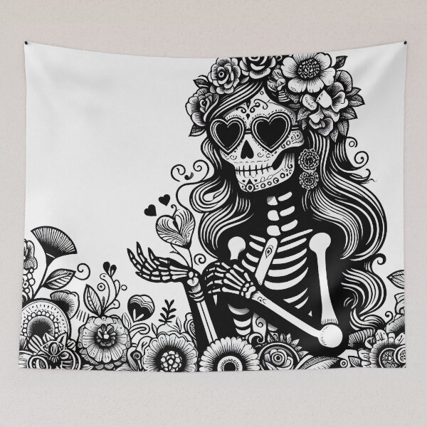 Item preview, Sophisticated Catrina Art Print – Mexican Day of the Dead in Black & White designed and sold by  Ojo de Lilith.