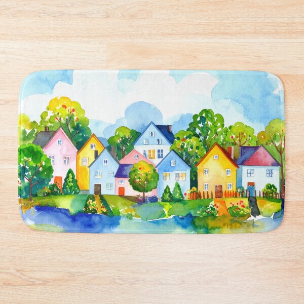 Item preview, water colour depicting village scenery designed and sold by optimusprime39.