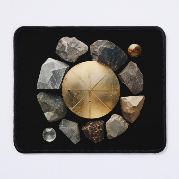 Item preview, alchemical gold disc and brutalist rock elements designed and sold by EarthenEmbers.