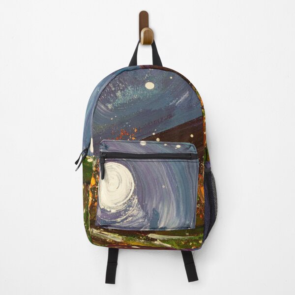 Item preview, abstract oil paint depicting night sky with a full moon with a small hill and forest in the foothill designed and sold by optimusprime39.