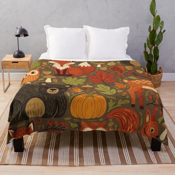 Item preview, Cozy Autumn Folk Art Woodland Animals Pattern designed and sold by StickyGuys.