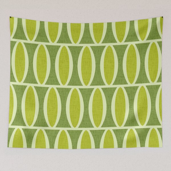 Item preview, Mid Century Modern Geometric Oval Pattern Green 963 designed and sold by tonymagnerart.