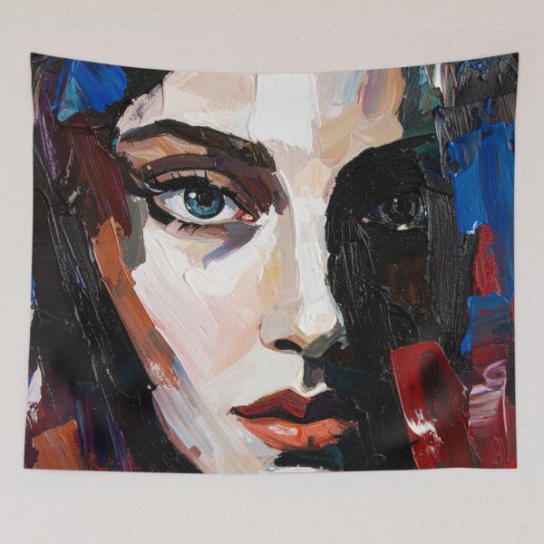 Item preview, unsettling portrait of a woman in oil paint designed and sold by optimusprime39.