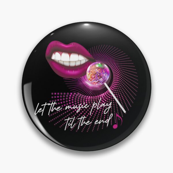 Artikelvorschau, Lass die Musik bis zum Ende spielen. Pinke Lippen, Spiegelkugel, Lollipop, Mikrofon, Musiknote, Trustfall entworfen und verkauft von MouseDeSigns.