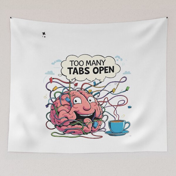 Item preview, Too Many Tabs Open Brain Sticker designed and sold by TheTeeSpark.