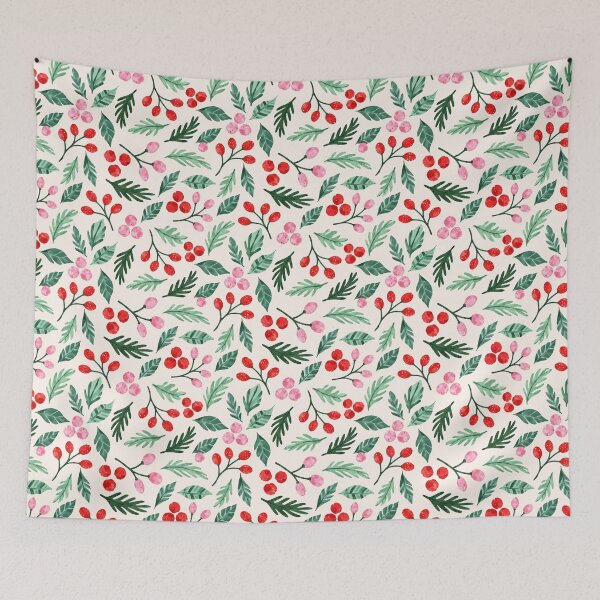 Item preview, Mistletoe Christmas Berries Pattern designed and sold by Magnolia Valley Art.