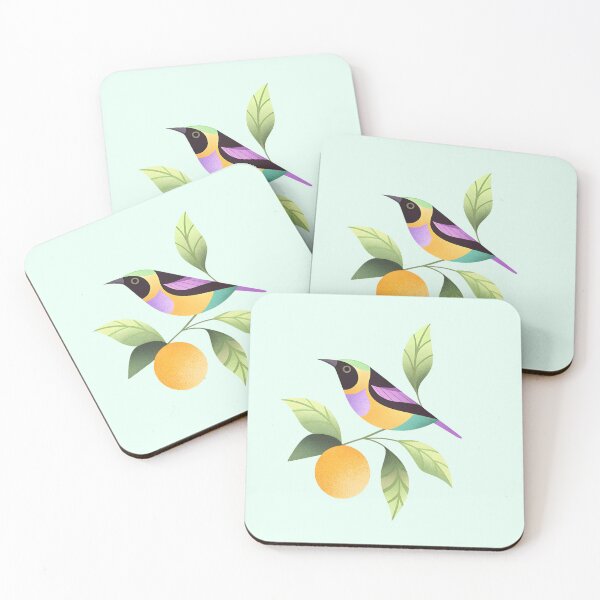 Item preview, Tropical Songbird & Citrus Branch – Geometric Art Print designed and sold by enly shop.