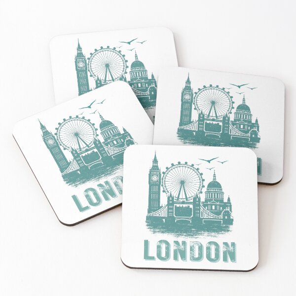 Item preview, Vintage Teal London Skyline | Distressed Tourist Design for Apparel designed and sold by Thehatinthecat.